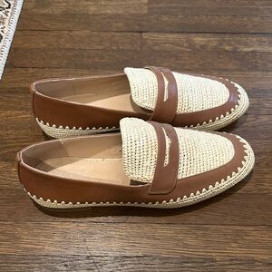 Boden Raffia and Leather Loafers 38